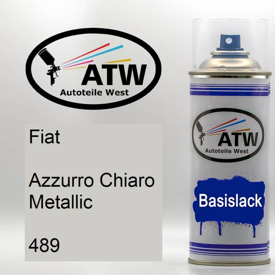 Fiat, Azzurro Chiaro Metallic, 489: 400ml Sprühdose, von ATW Autoteile West.